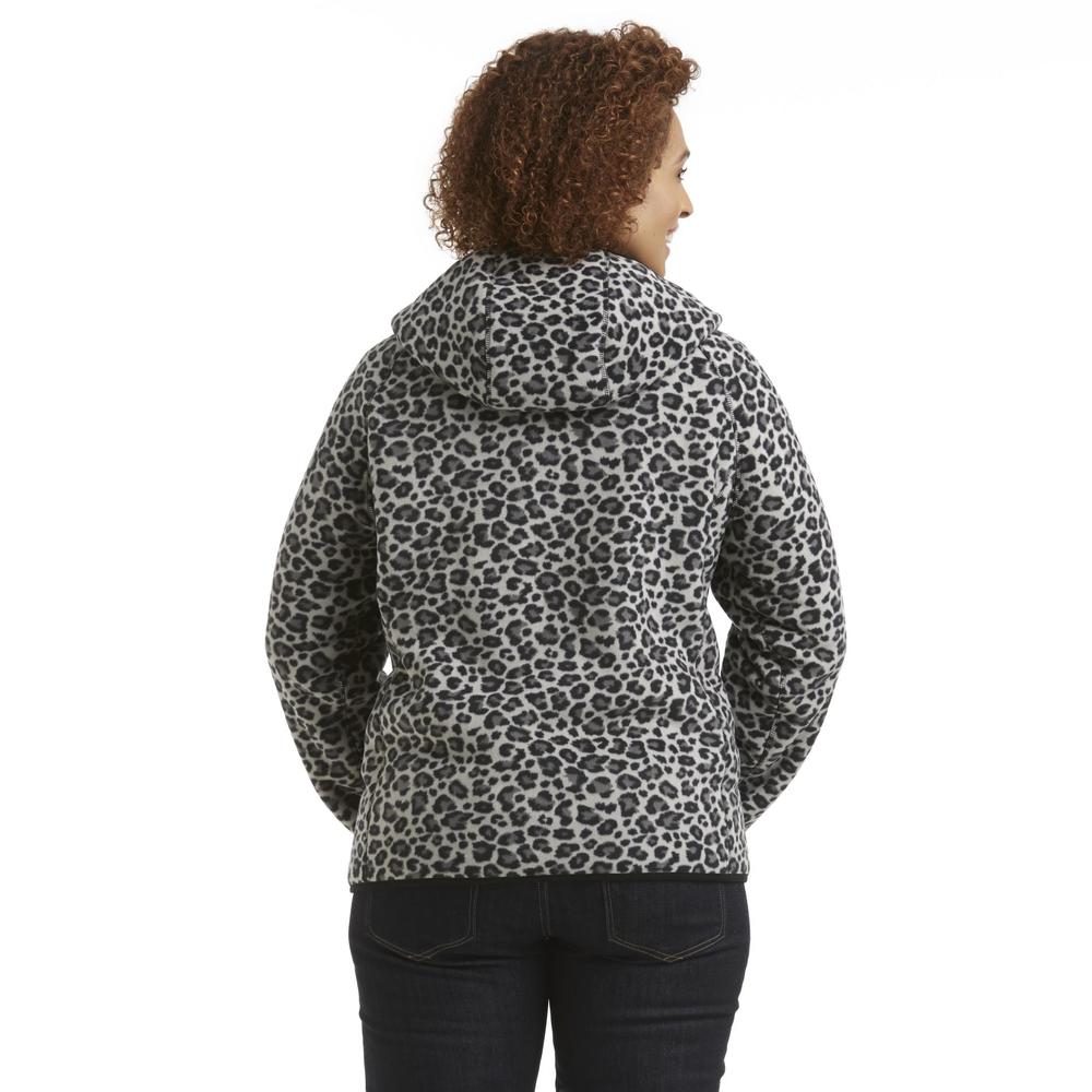 Laura Scott Women's Plus Reversible Hoodie Jacket - Leopard