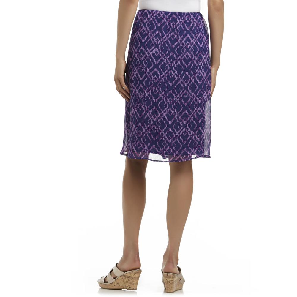 Basic Editions Women's A-Line Midi Skirt - Geometric