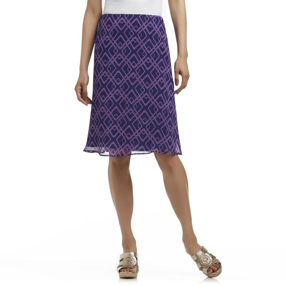 Basic Editions Women's A-Line Midi Skirt - Geometric