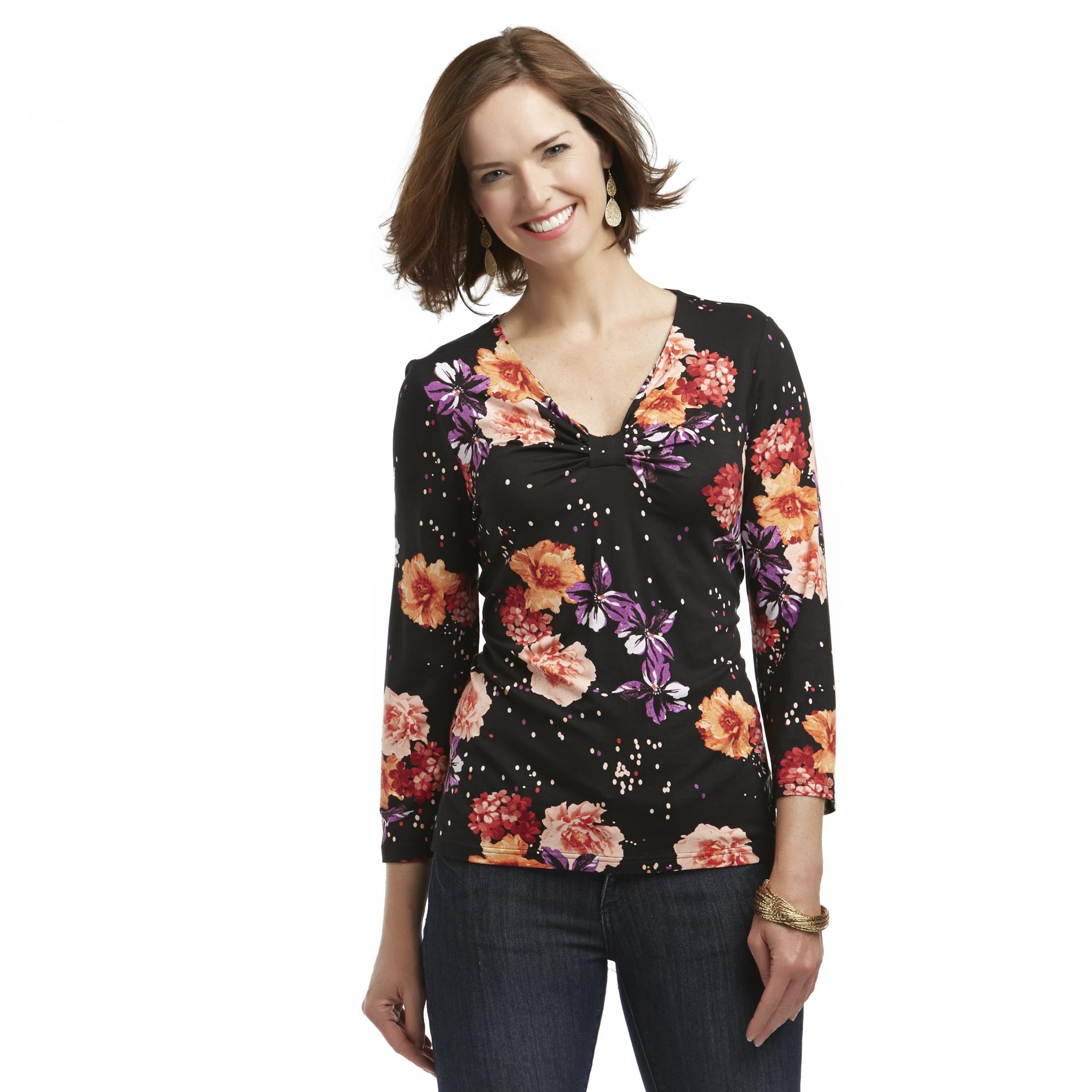 Jaclyn Smith Women's Knot-Detail Top - Floral