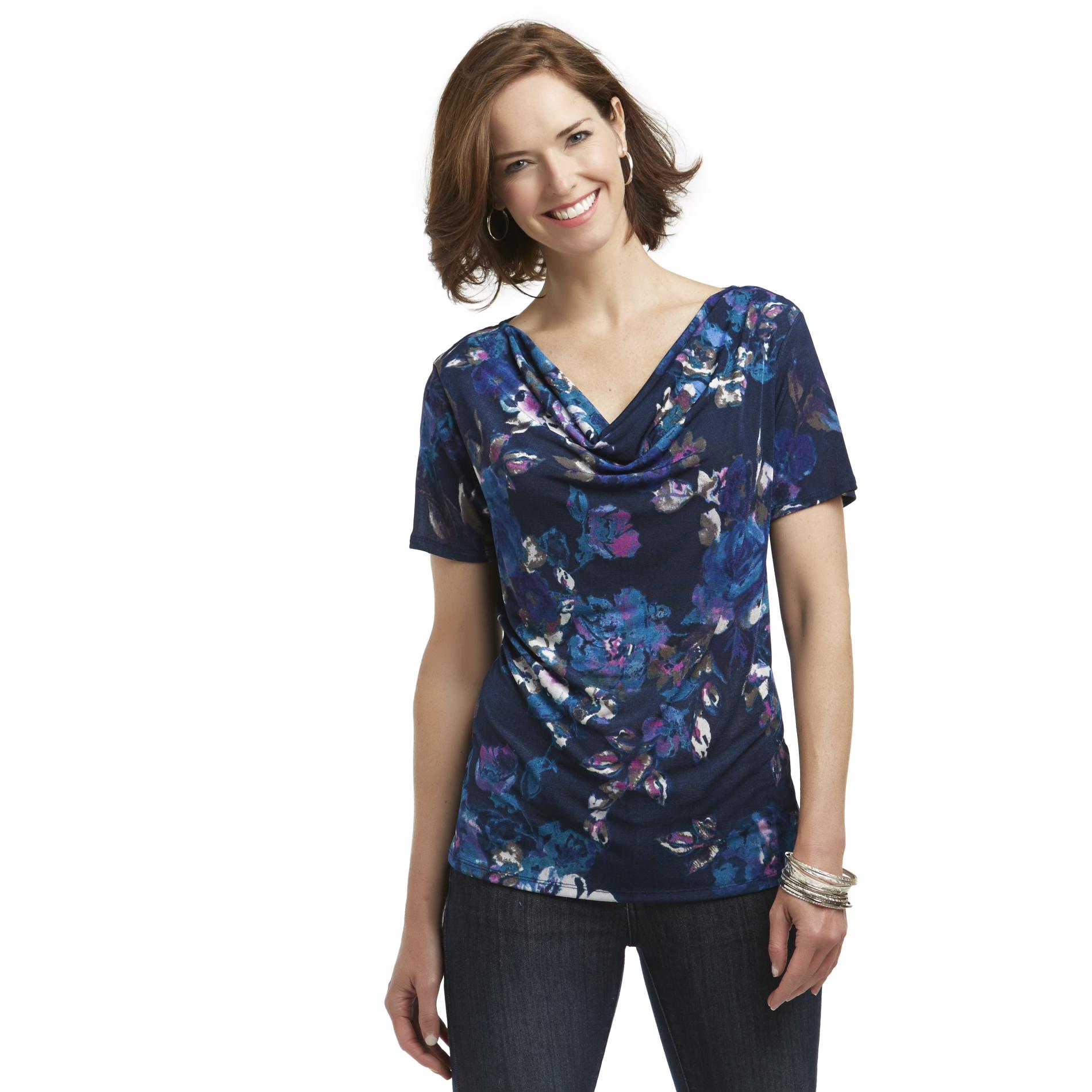 Jaclyn Smith Women's Cowl Neck Top - Floral