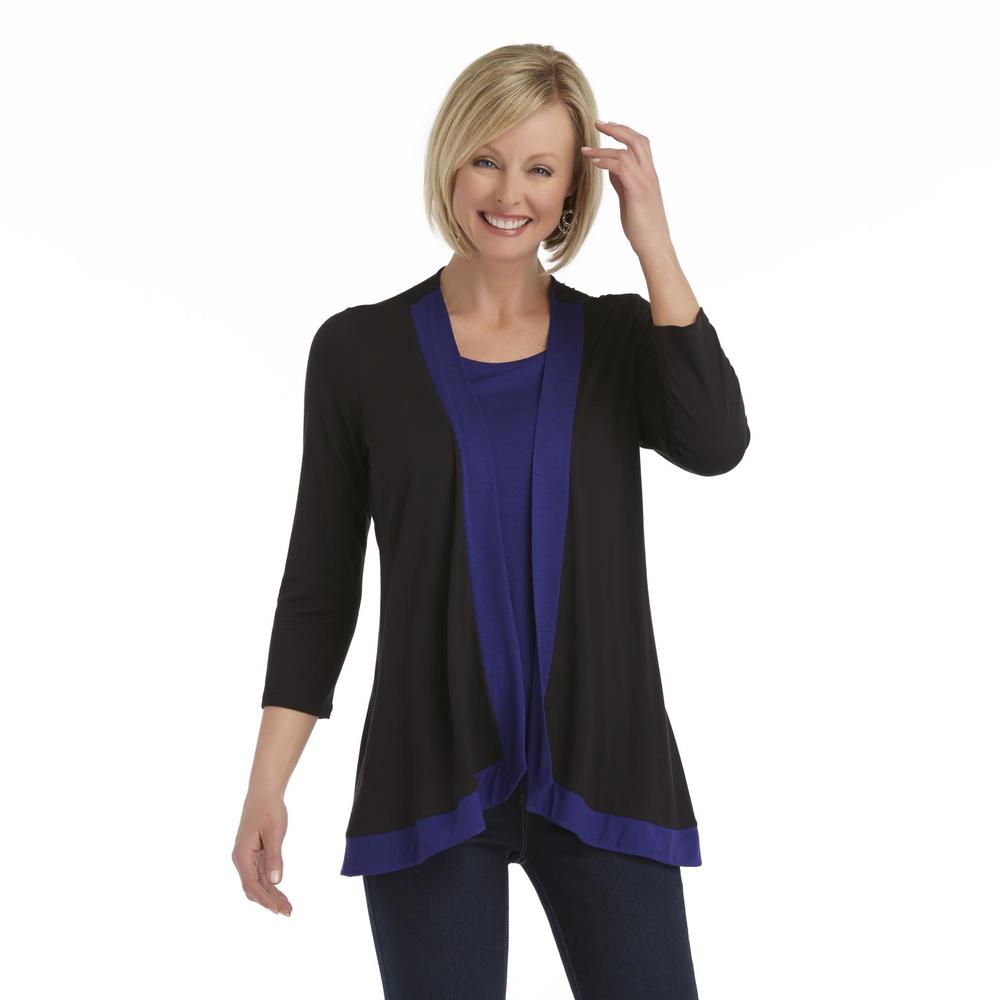 Jaclyn Smith Women's Layered Look Shirt - Colorblock