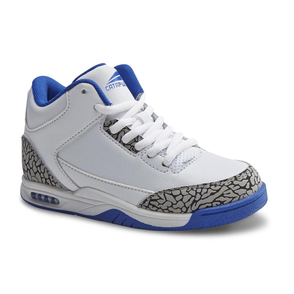 CATAPULT Boy's Cat Drive White/Blue High-Top Basketball Shoe