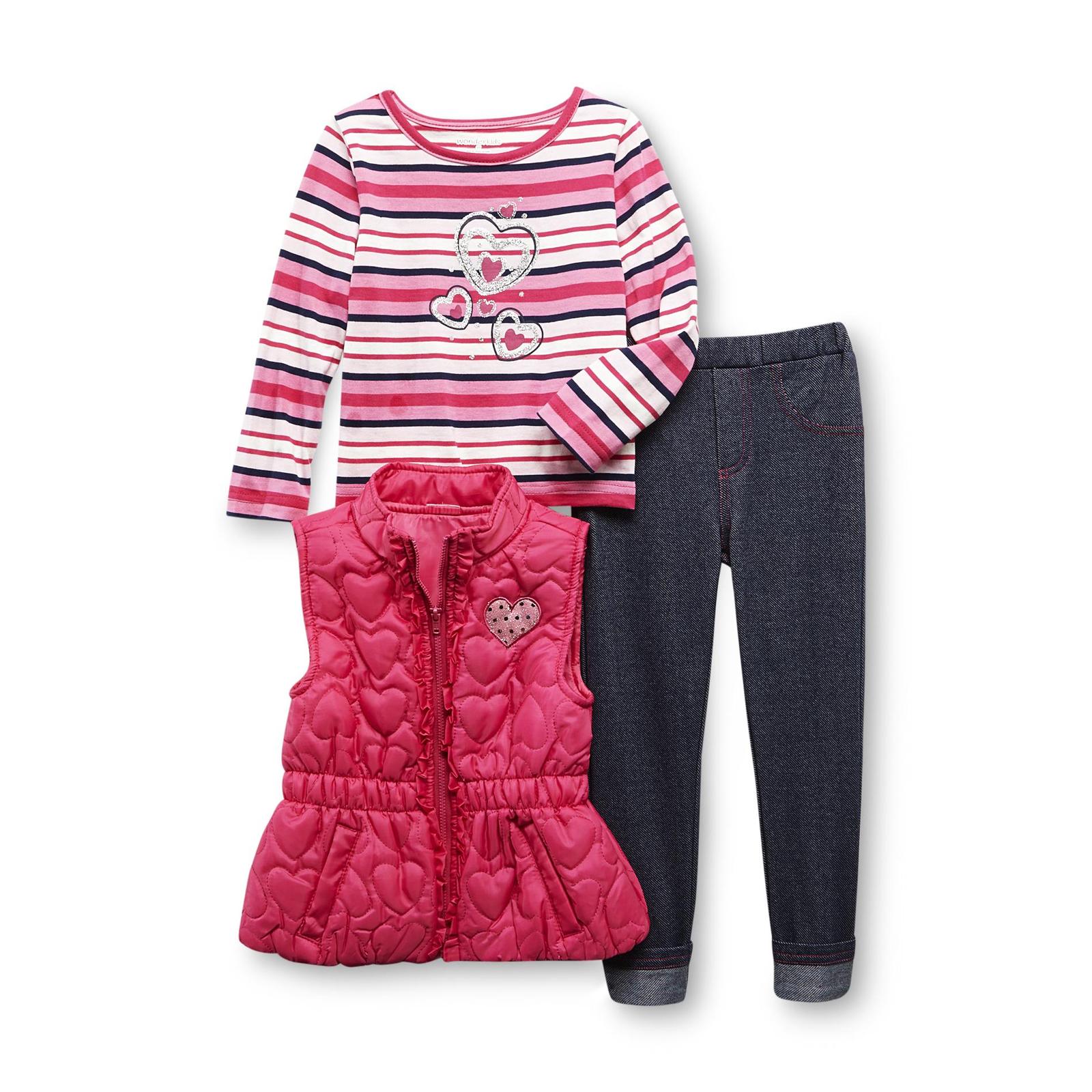 WonderKids Infant & Toddler Girl's Striped Shirt  Vest & Leggings