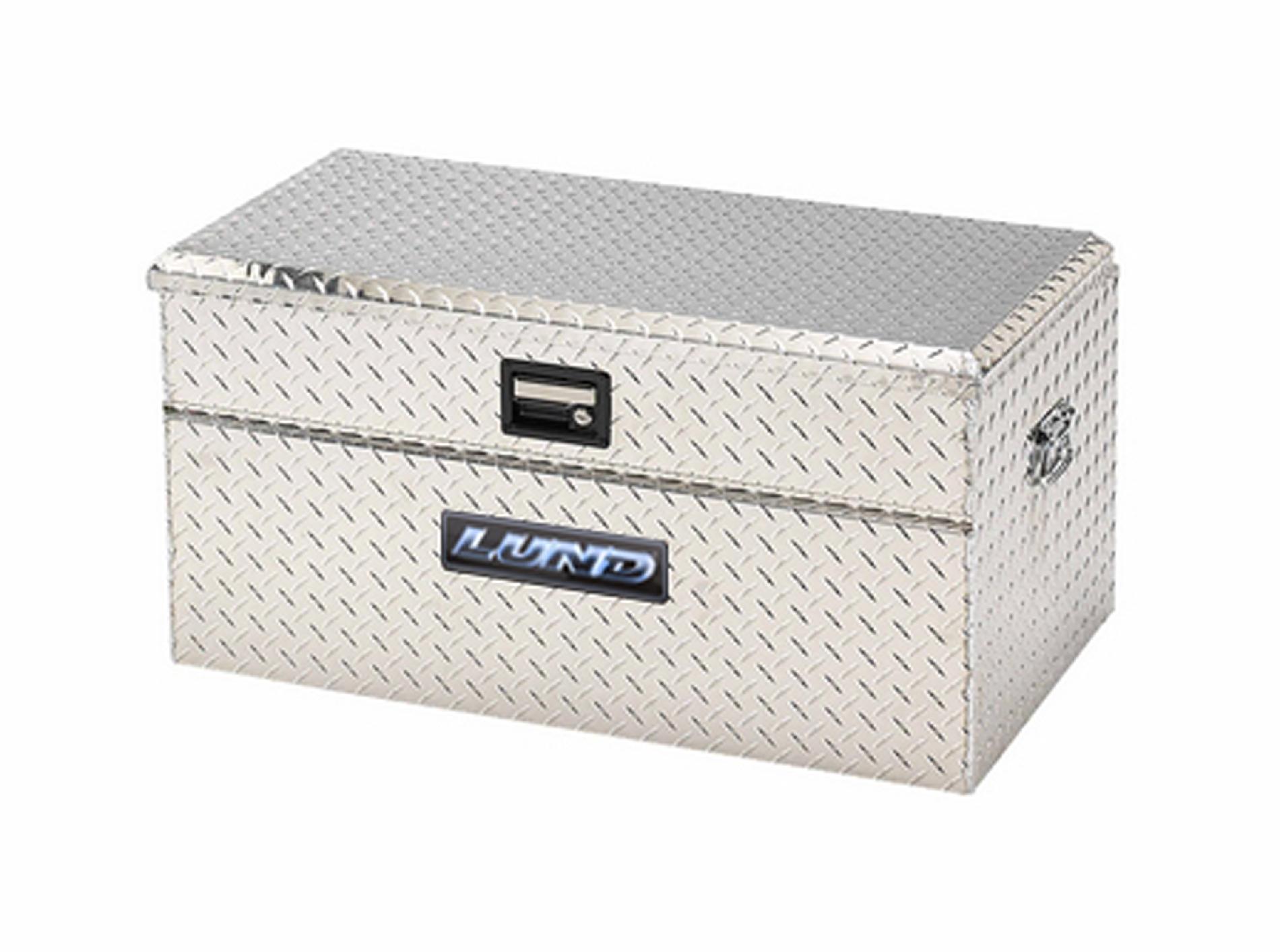 Lund 54-Inch Hitch Cargo Carrier Chest with Handles, Aluminum, Diamond Plate, Brite