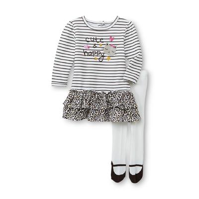 Little Wonders Newborn & Infant Girl's Dress & Tights - Striped Kitty