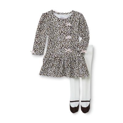 Little Wonders Newborn & Infant Girl's Dress & Tights - Leopard