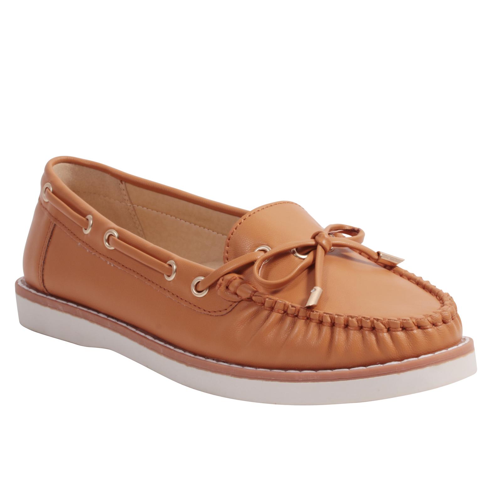 Wanted Women's Mate Moccasin Boat Shoe Tan/White