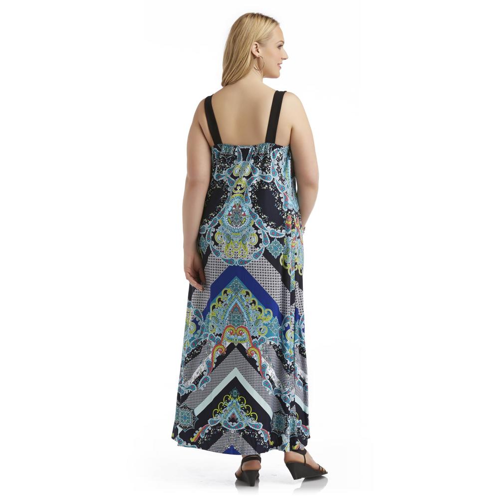 Jaclyn Smith Women's Plus Sleeveless Maxi Dress - Paisley Print