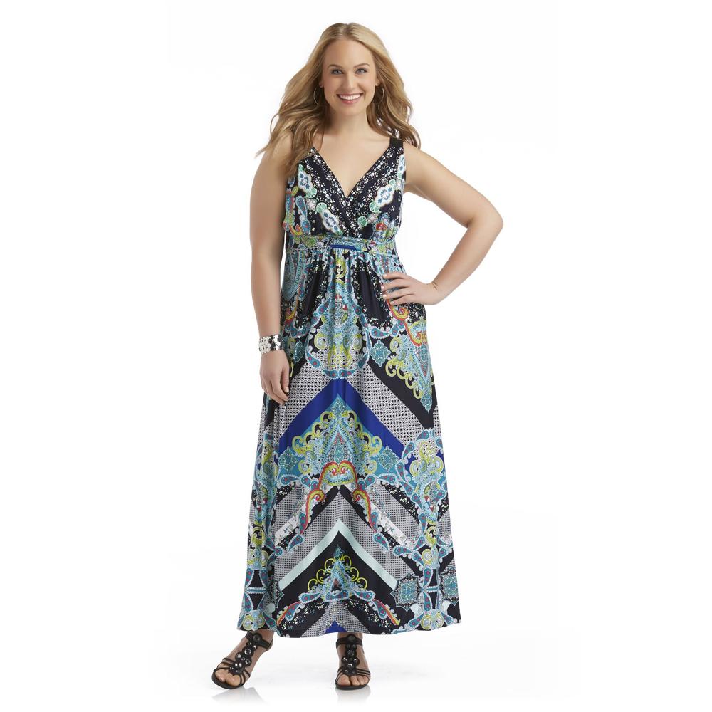 Jaclyn Smith Women's Plus Sleeveless Maxi Dress - Paisley Print