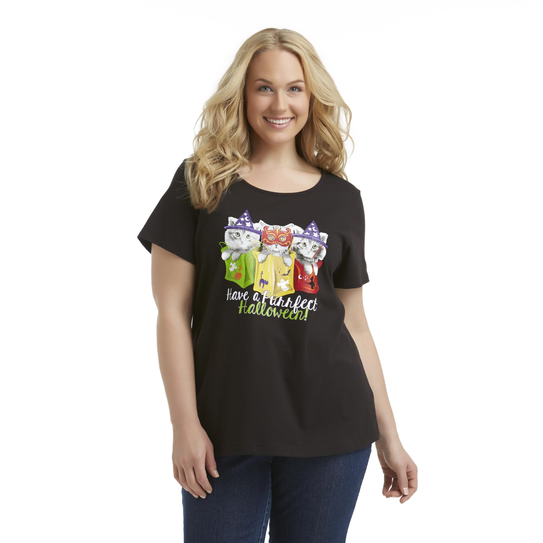 Holiday Editions Women's Plus T-Shirt - Purrfect Halloween