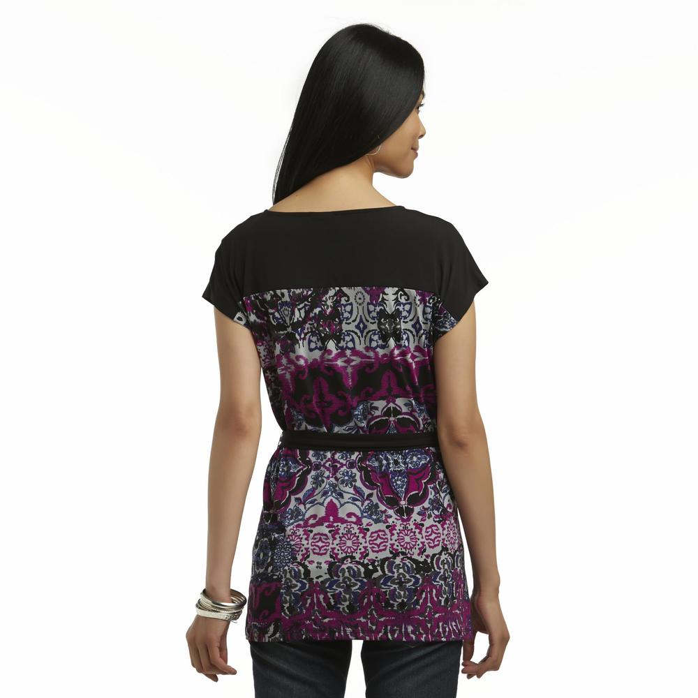 Jaclyn Smith Women's Belted Tunic Top - Medallion Print