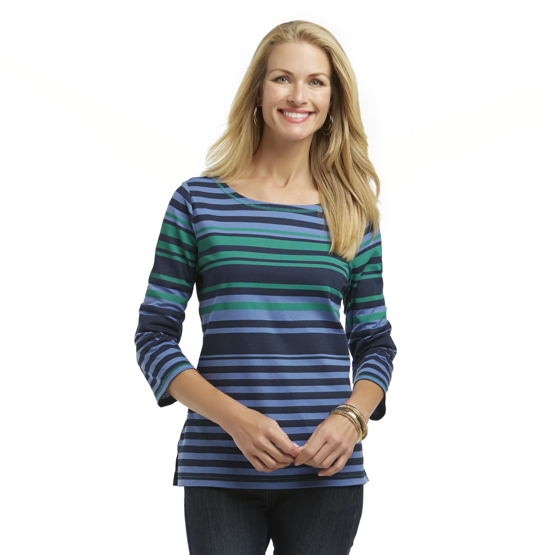 Basic Editions Women's Knit Top - Striped