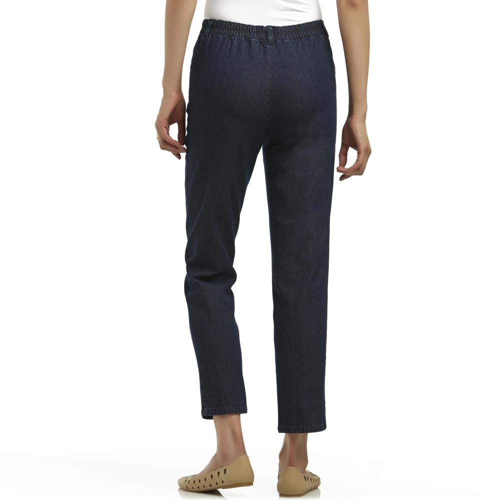 Basic Editions Women's Slim Pull-On Denim Pants - Dark Wash