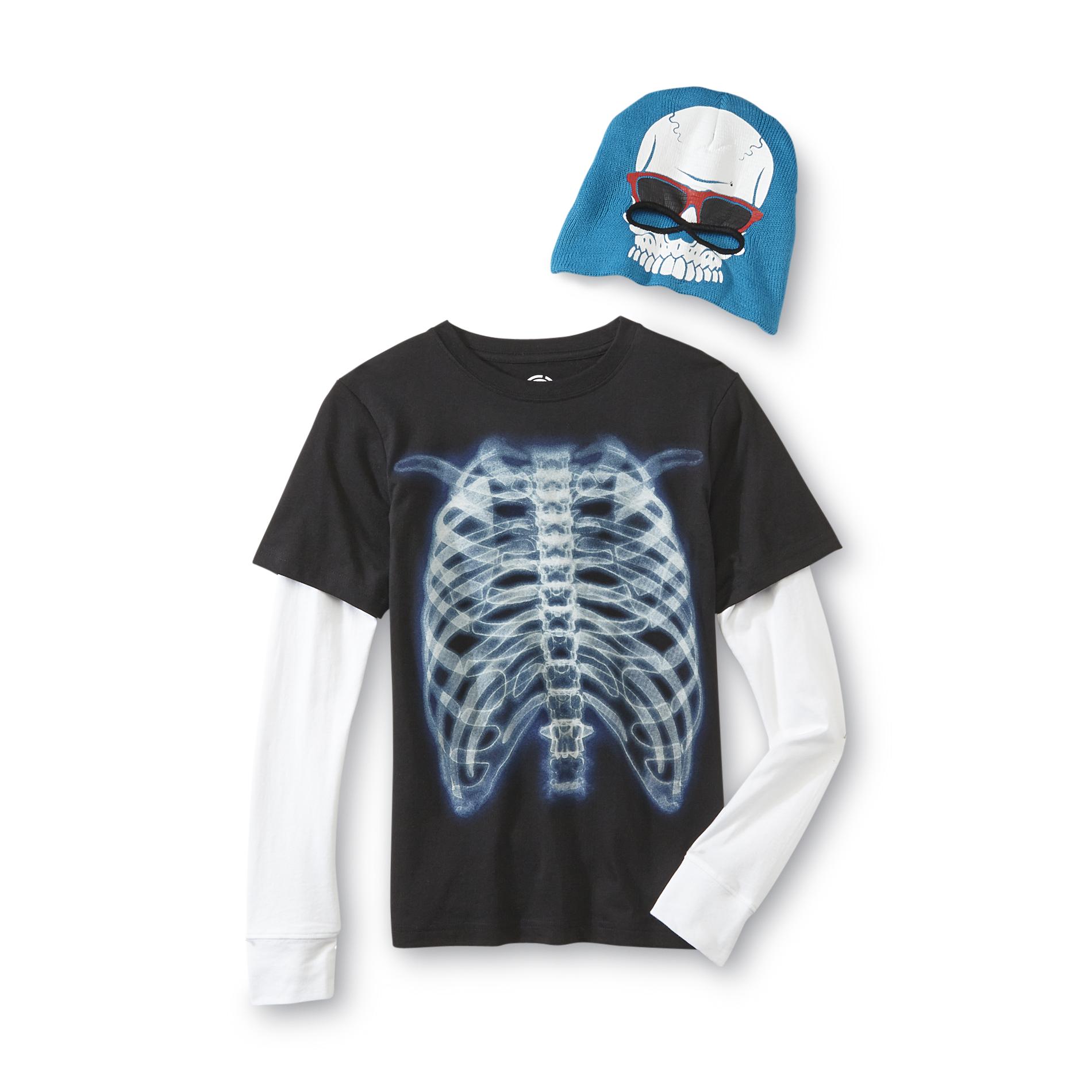 Hybrid Boy's T-Shirt & Beanie - X-ray Skeleton