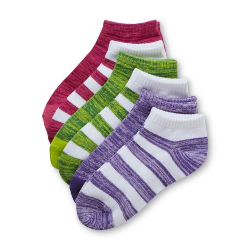 Joe Boxer Girl's 6-Pairs No-Show Socks - Solid & Striped