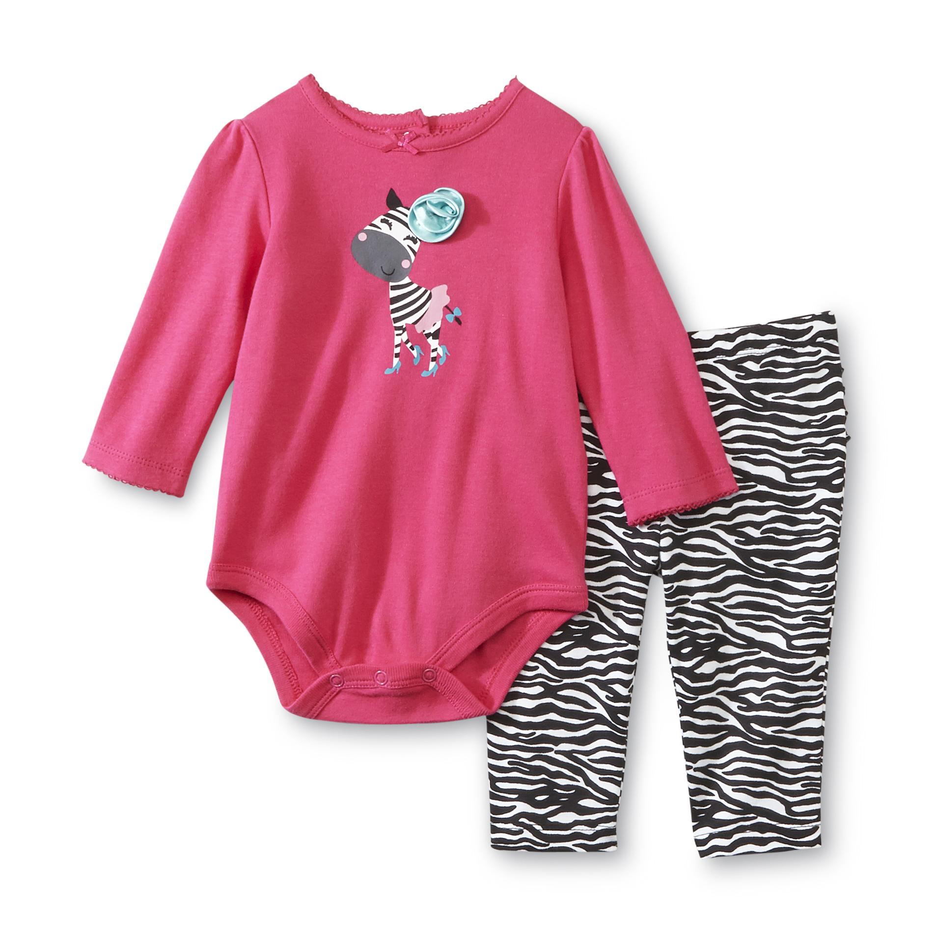 Small Wonders Newborn Girl's Bodysuit & Pants - Zebra Print