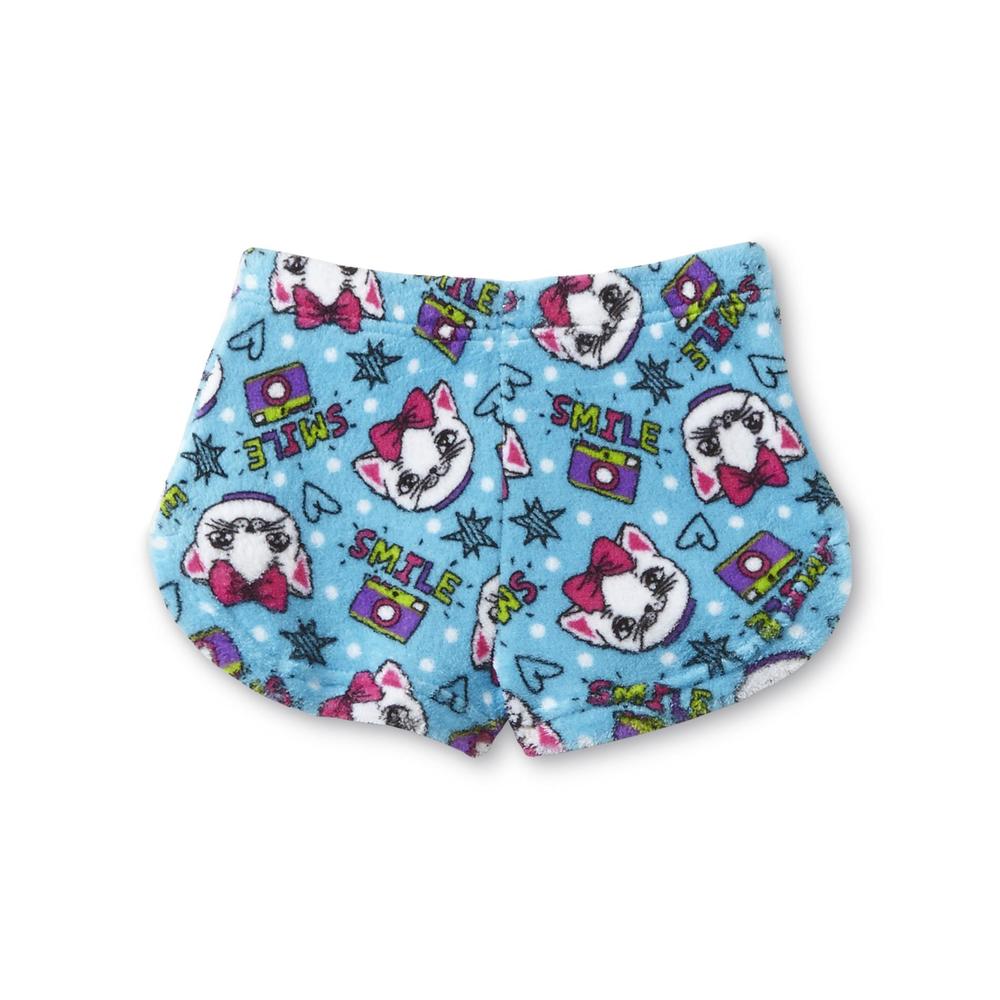 Joe Boxer Girl's Pajama Shirt  Shorts & Sleep Mask - Smile Cat