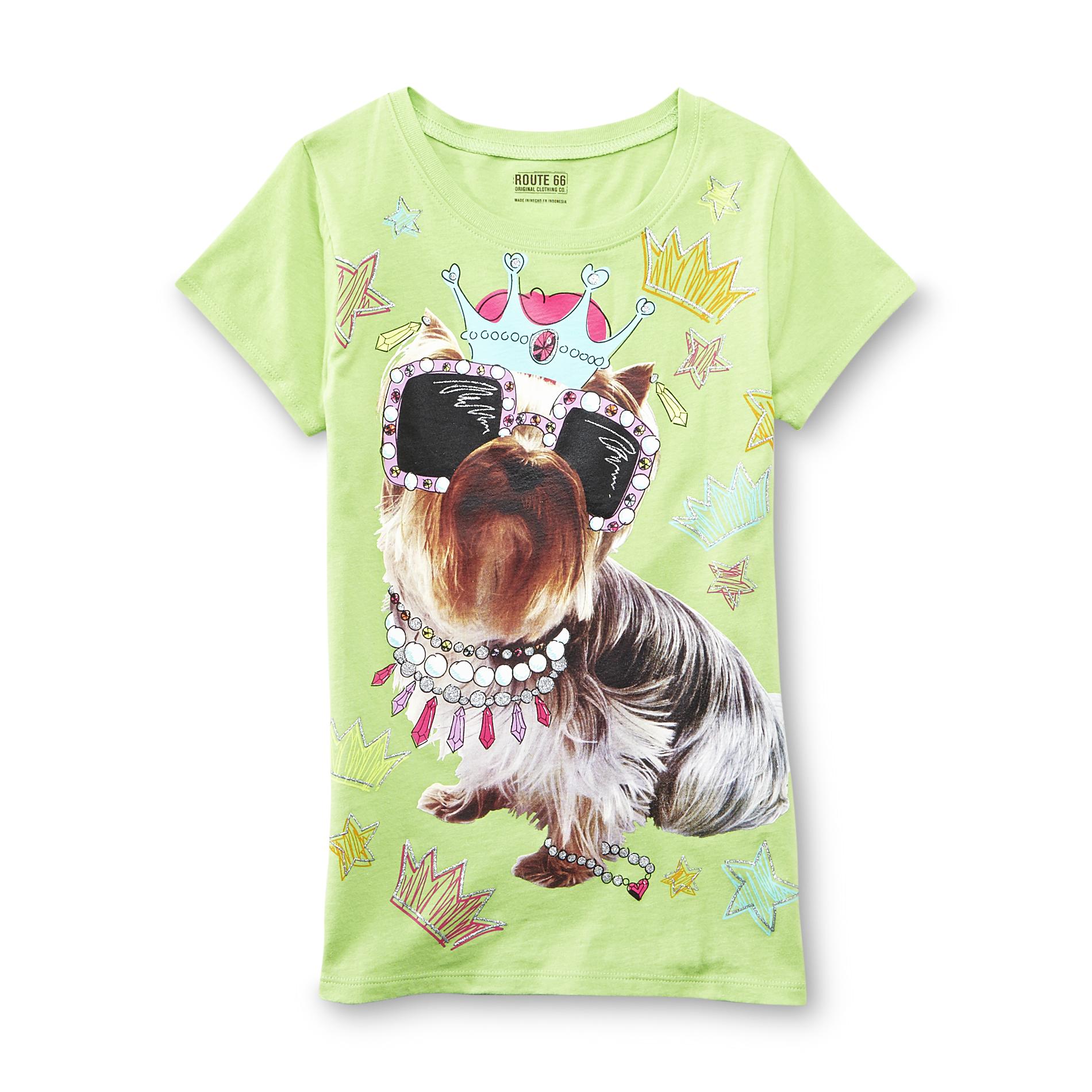 Route 66 Girl's Graphic T-Shirt - Royal Puppy Dog