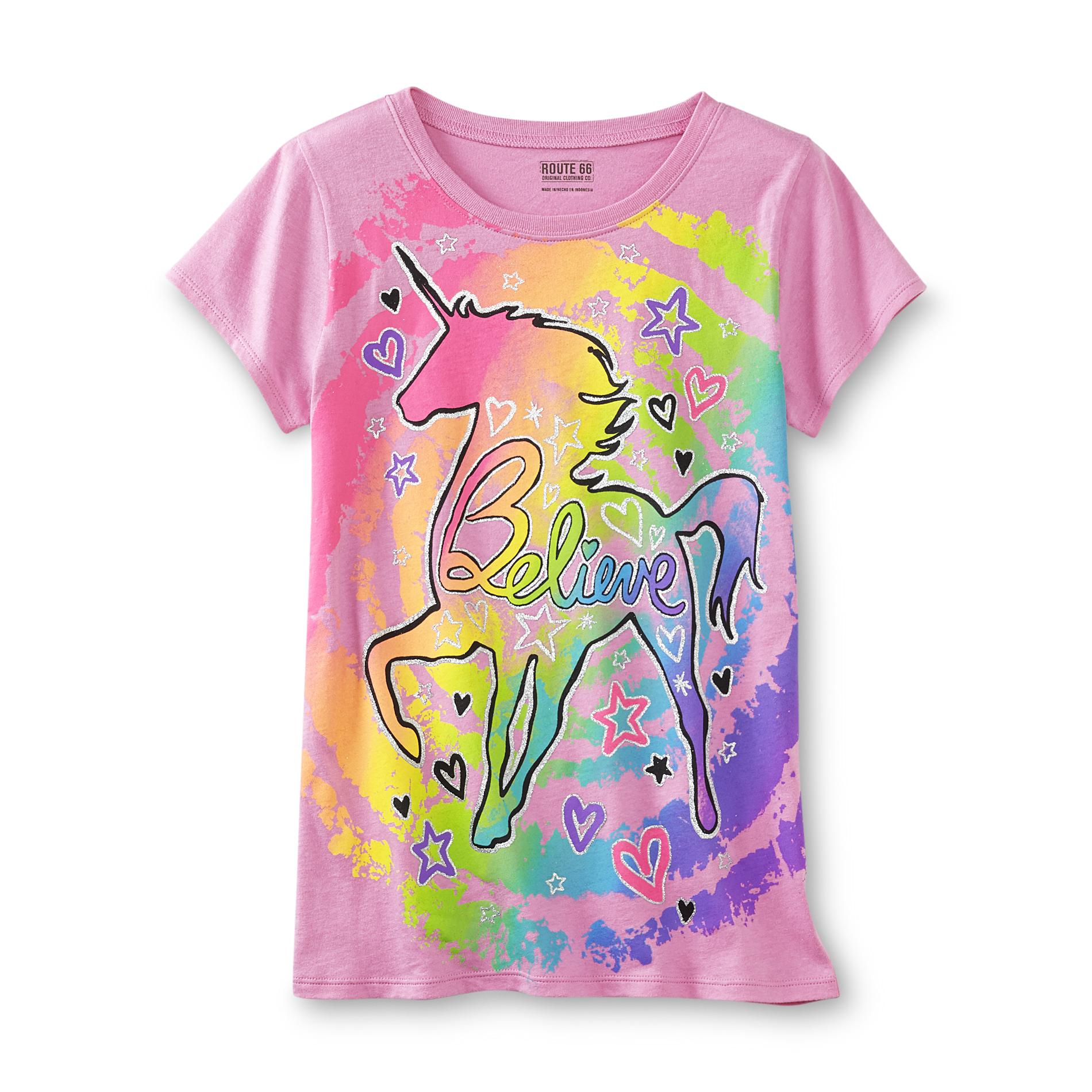 Route 66 Girl's Graphic T-Shirt - Unicorn