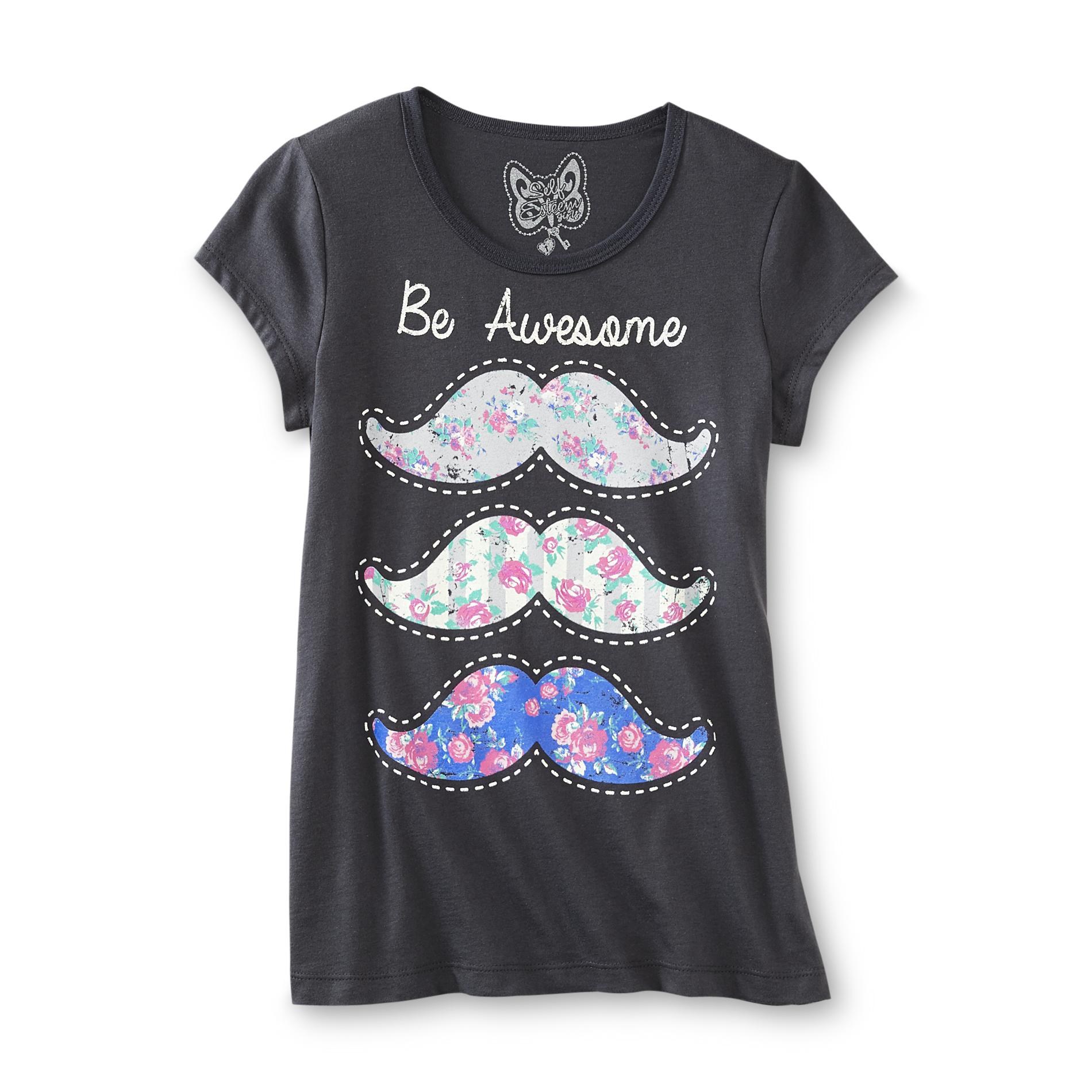 Self Esteem Girl's Graphic T-Shirt - Mustache