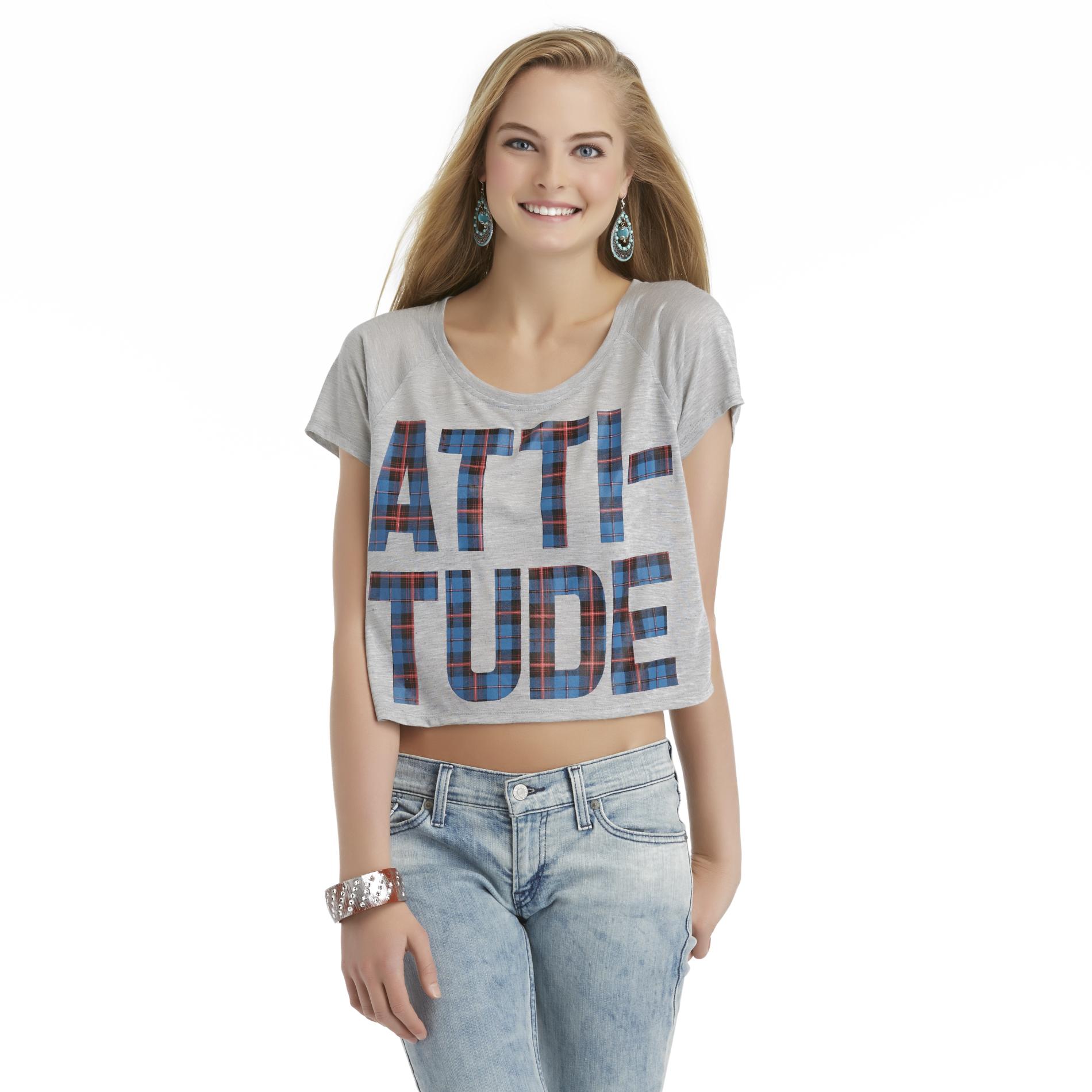 Seventeen Junior's Graphic Crop T-Shirt - Attitude