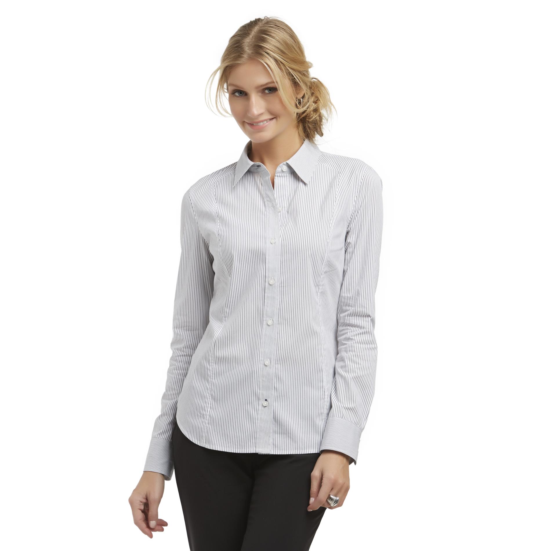Attention Women's Button-Front Blouse - Striped