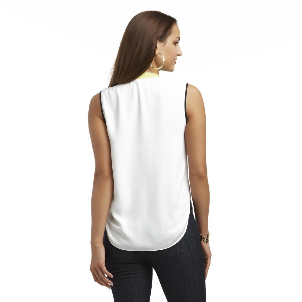 Sofia Vergara Women's Sleeveless Button-Front Top - Colorblock