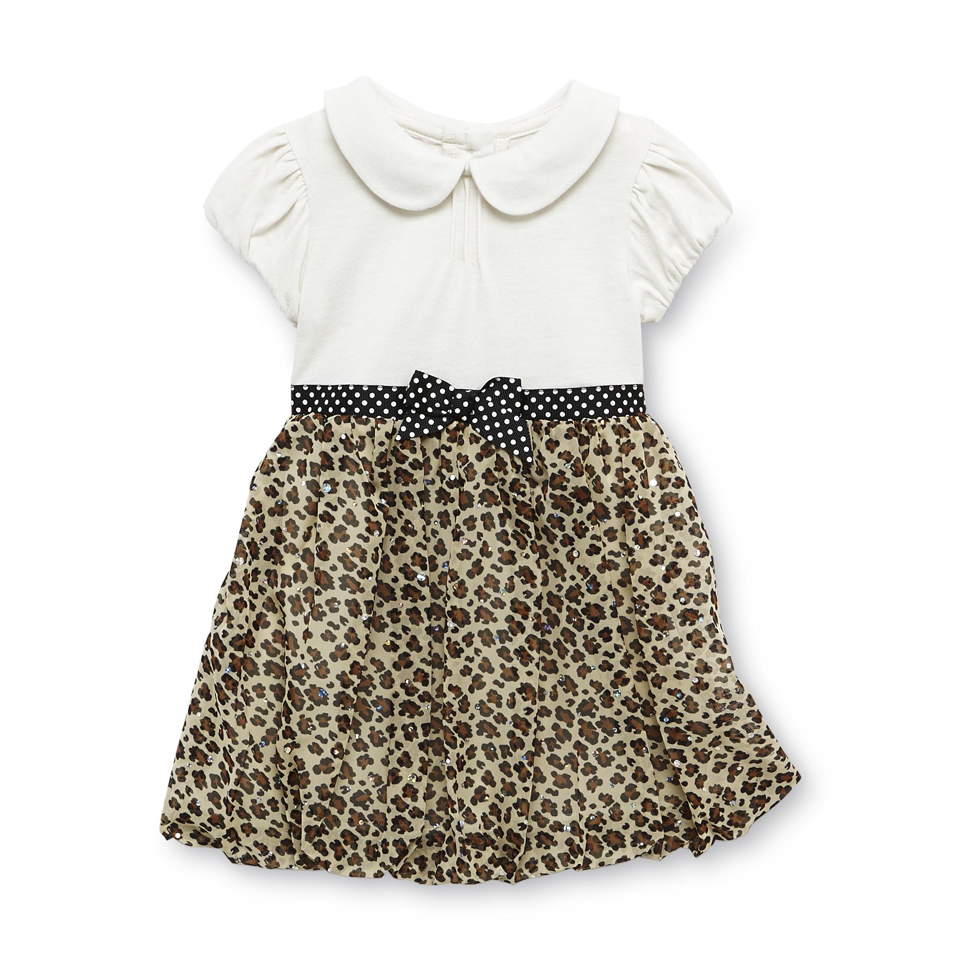 Small Wonders Newborn Girl's Bubble Dress - Leopard & Sparkle