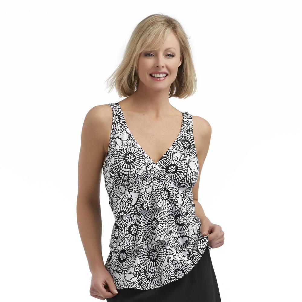 Jaclyn Smith Women's Ruffled Tankini Swimsuit Top - Abstract Floral