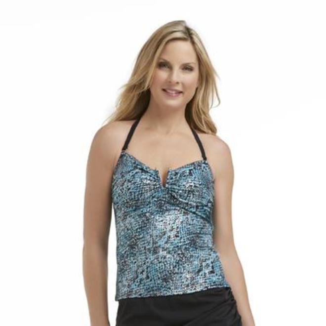 Jaclyn Smith Women's Tankini Swimsuit Top Metallic Snakeskin Print