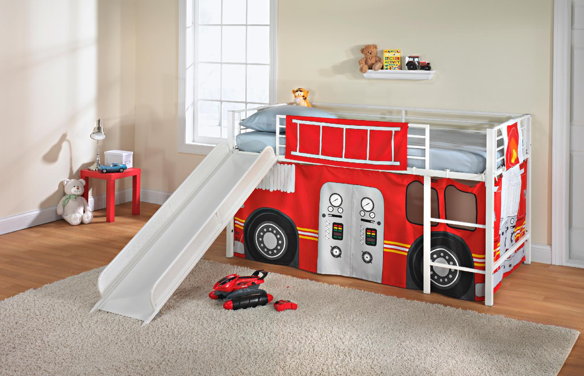 Essential Home Slumber N Slide Curtain Fire Truck