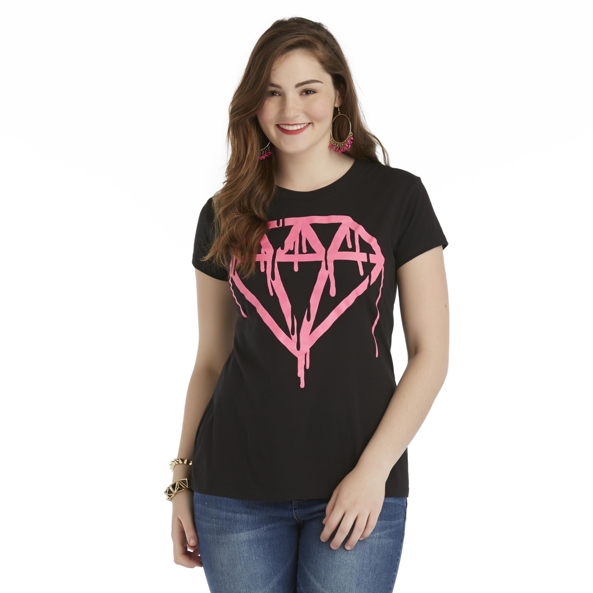 Junior's Plus Graphic T-Shirt - Drippy Diamond