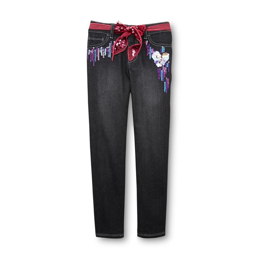Piper Girl's Embellished Skinny Jeans & Belt