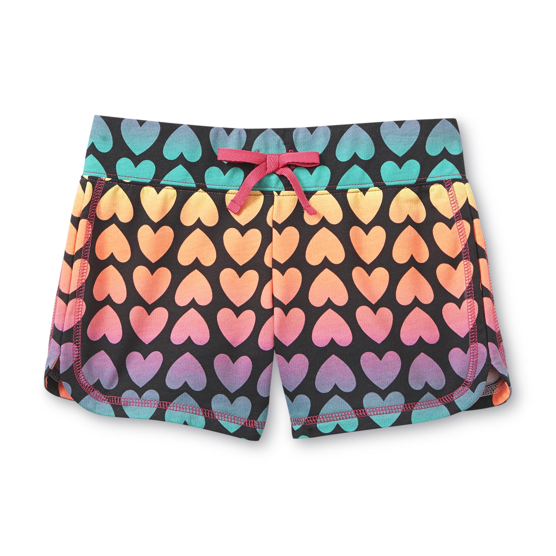 Piper Girl's French Terry Dolphin Shorts - Hearts