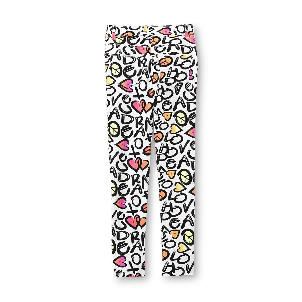 Piper Girl's French Terry Skinny Jeggings - Heart Print