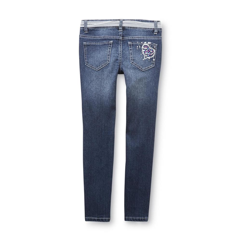 Piper Girl's Embellished Skinny Jeans & Belt - Paint Splatter