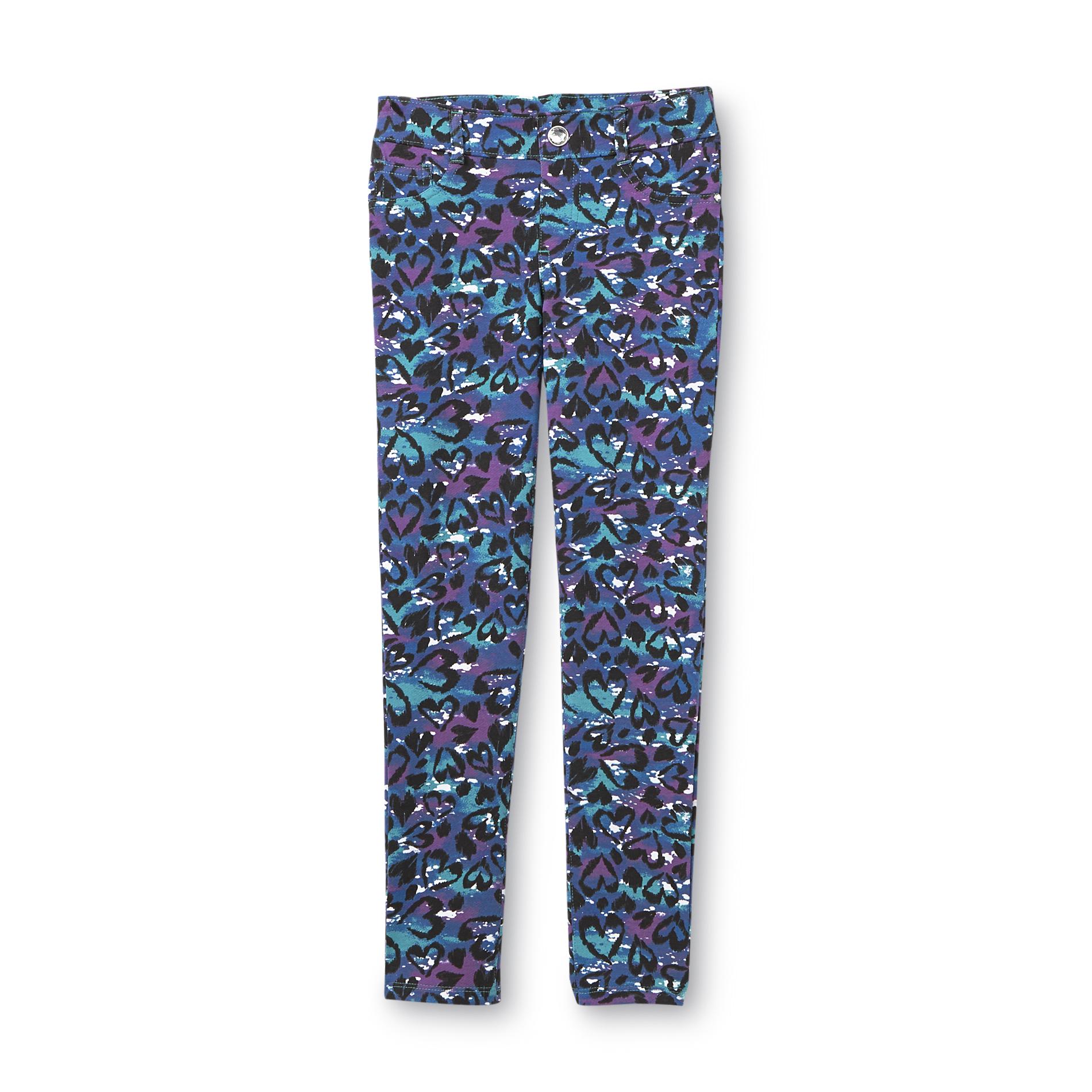 Piper Girl's French Terry Skinny Jeggings - Abstract Heart Print