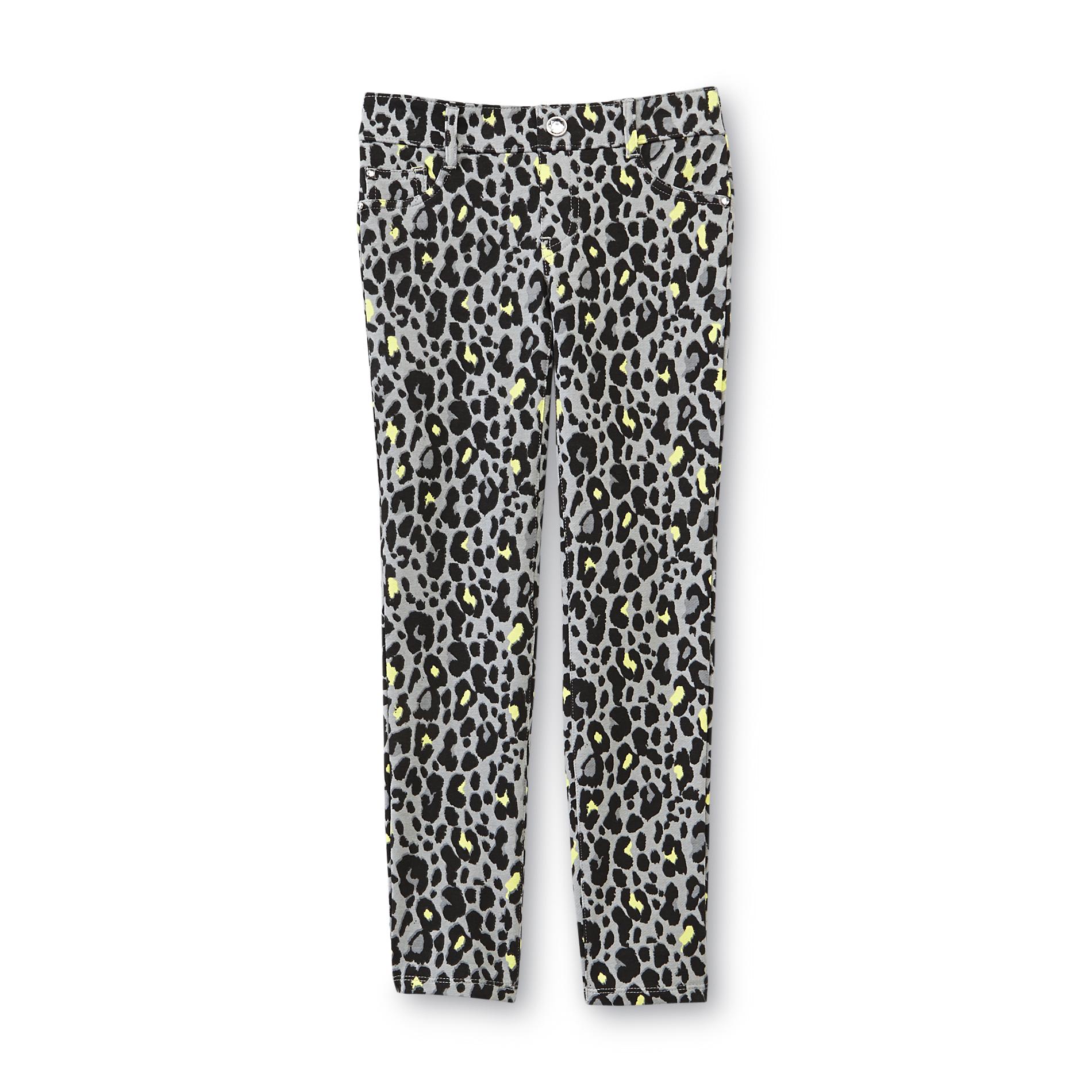 Piper Girl's French Terry Skinny Jeggings - Leopard Print