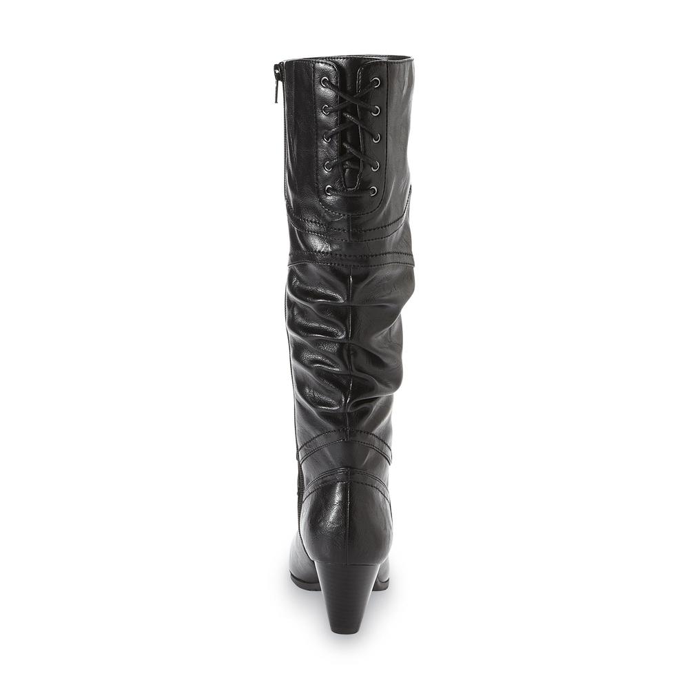 Bongo Women's Reese Knee-Height Black Faux Leather Boots