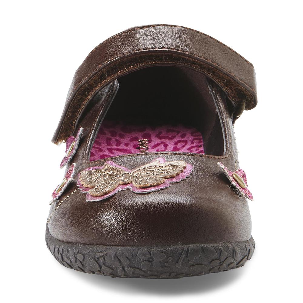 WonderKids Toddler Girl's Rose Brown/Pink Mary Jane Shoe