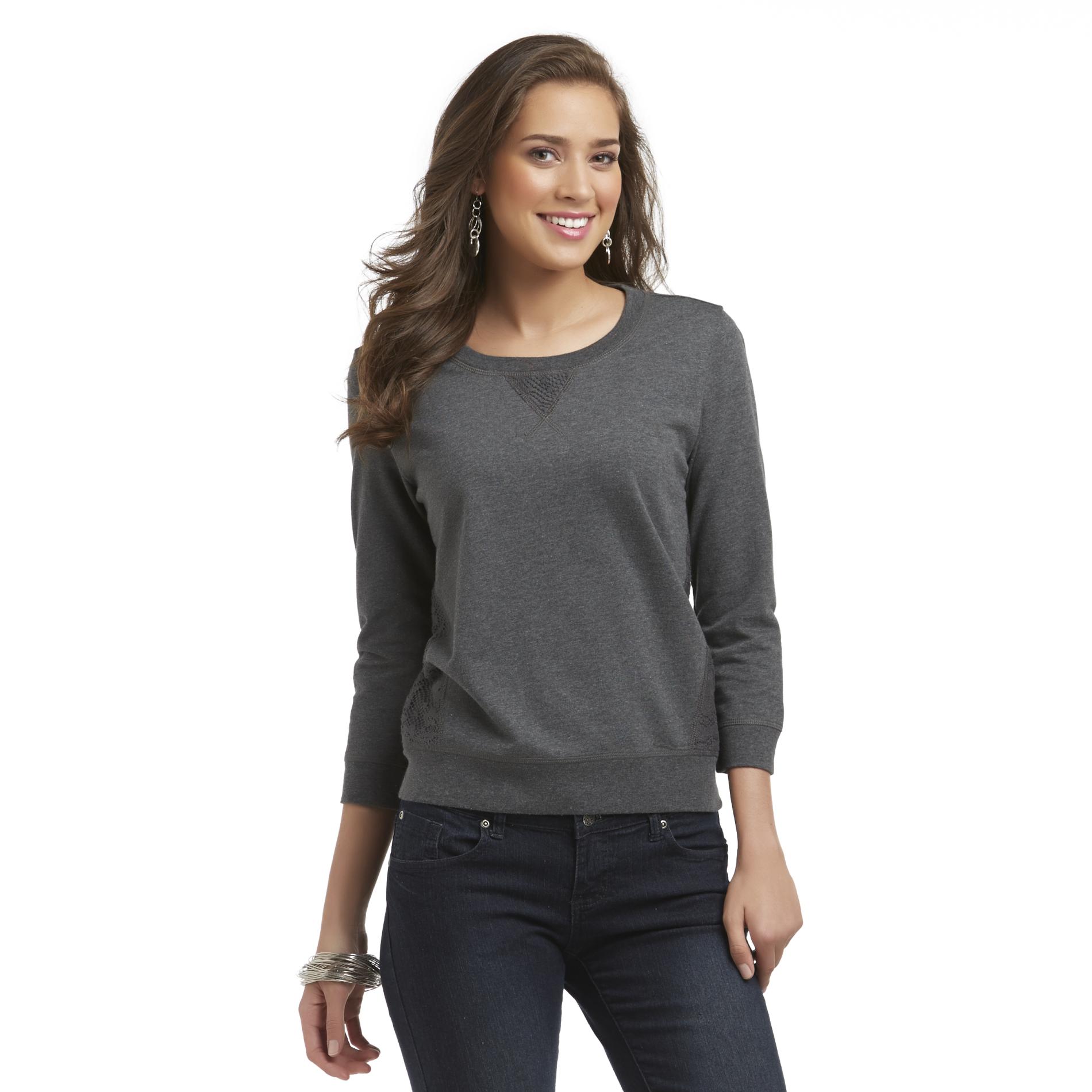 Route 66 Women's French Terry Knit Top - Crochet Accents