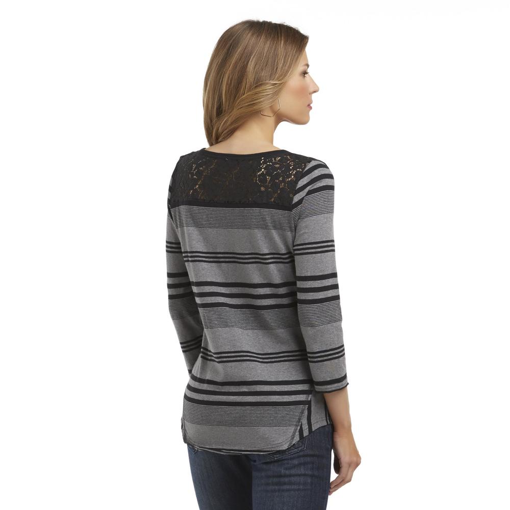 Route 66 Women's Lace Back T-Shirt - Striped