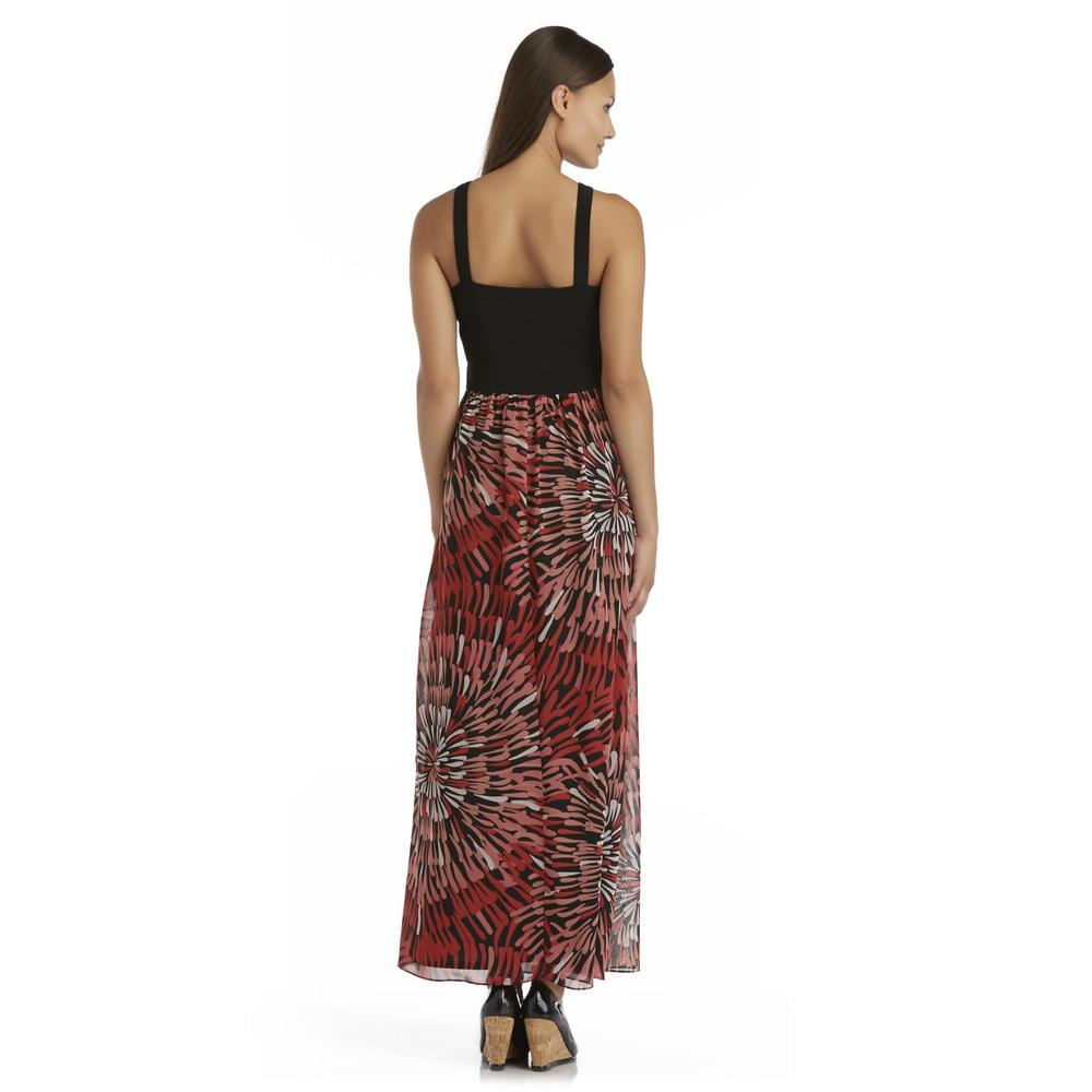 Robbie Bee Women's Banded Bodice Maxi Dress - Abstract Print
