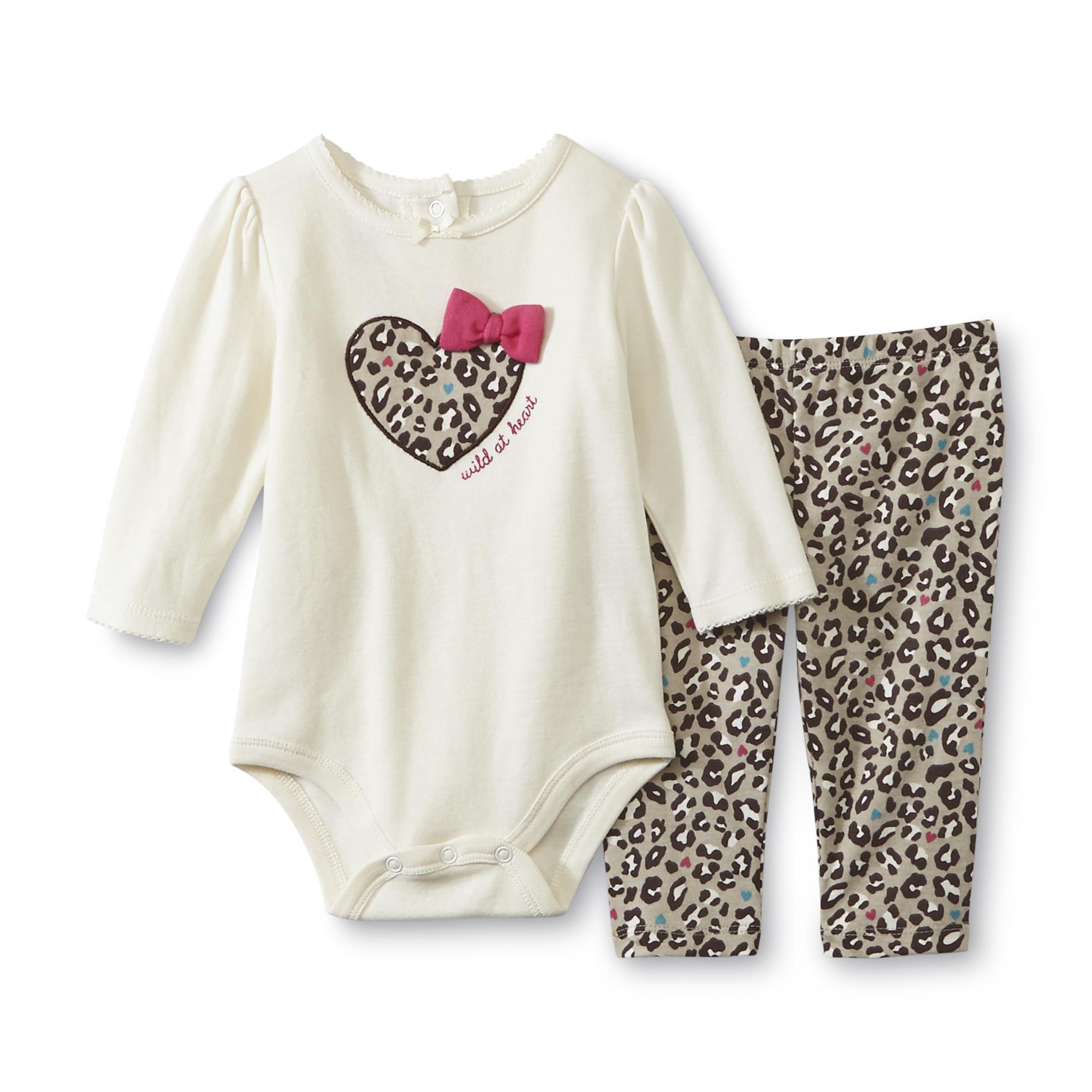Small Wonders Newborn Girl's Bodysuit & Pants - Leopard Print