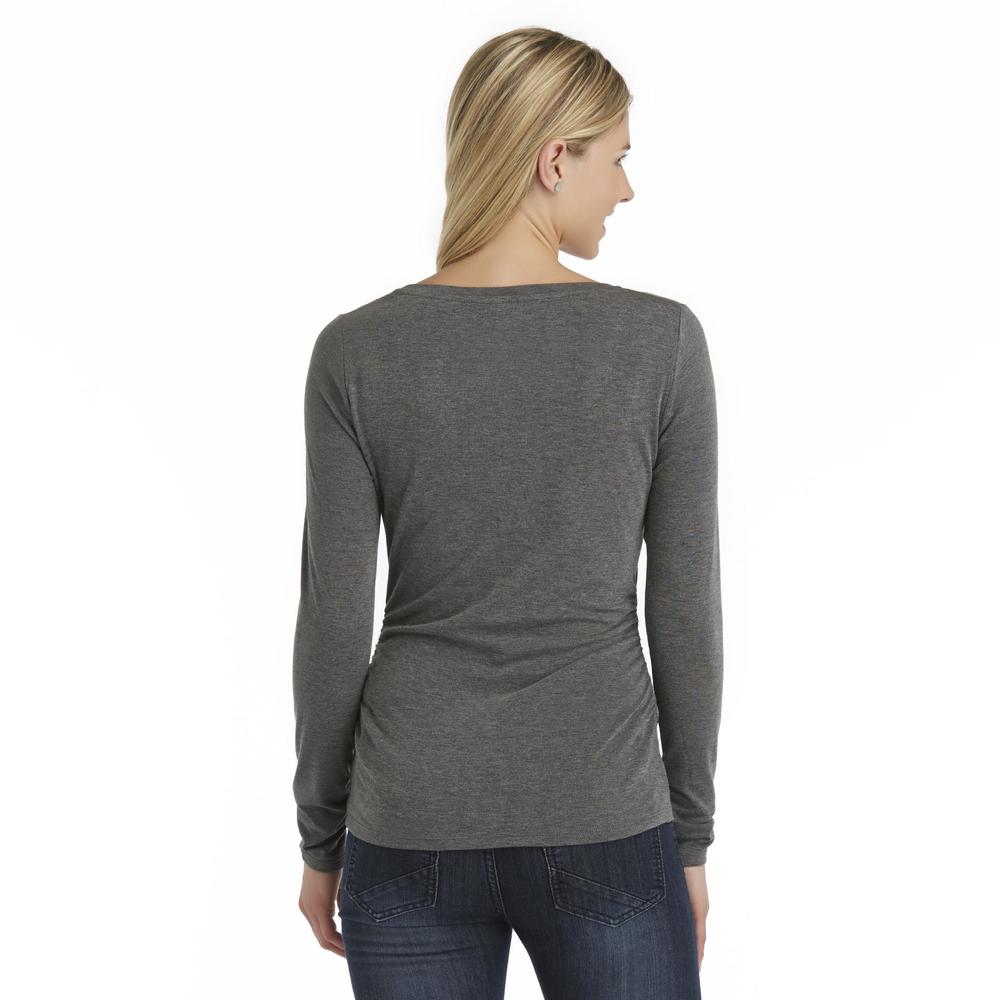 Attention Women's Shirred Long-Sleeve T-Shirt