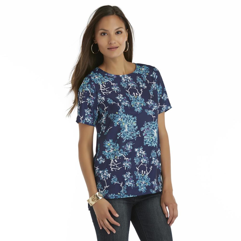 Attention Women's Zipper-Back High-Low Top - Floral