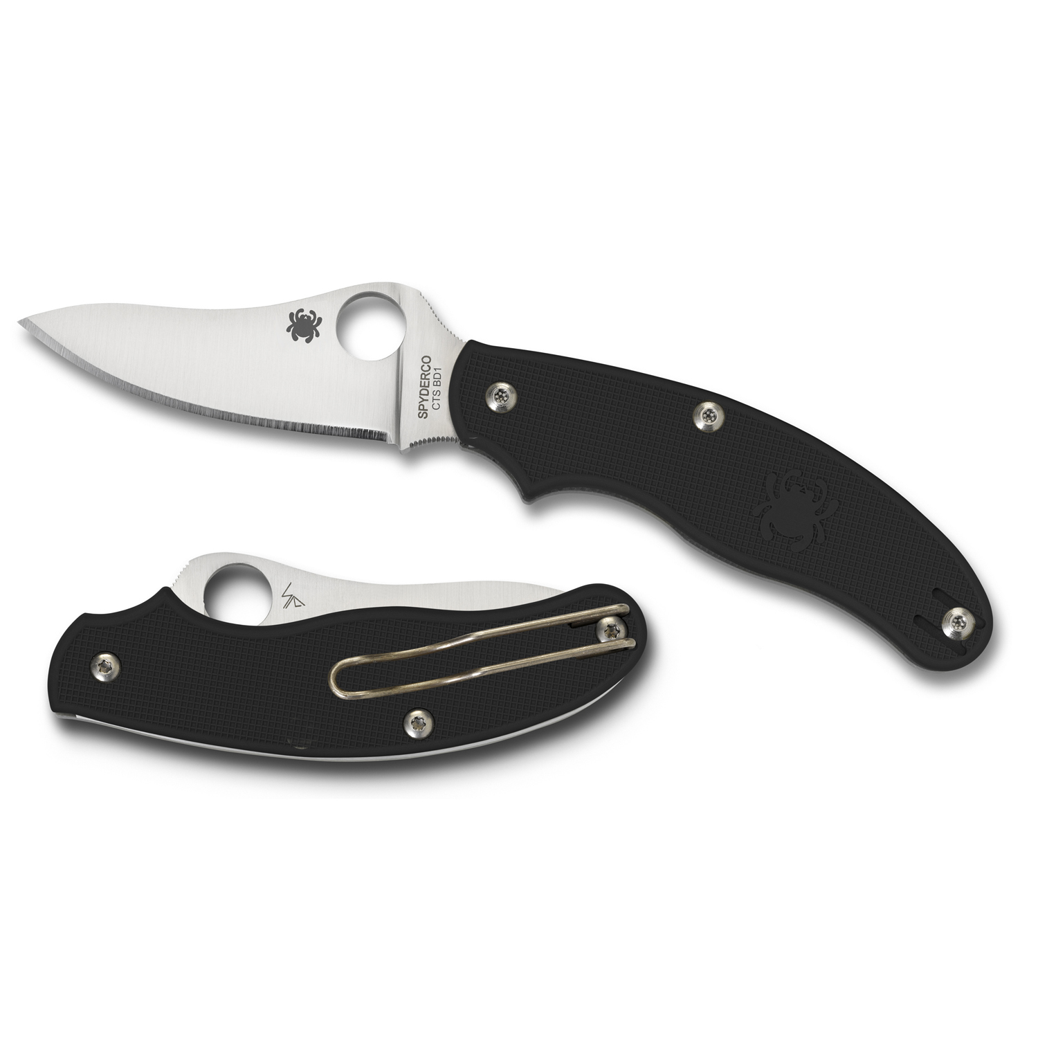 Spyderco UK Penknife Black FRN Drop Point PlainEdge Knife