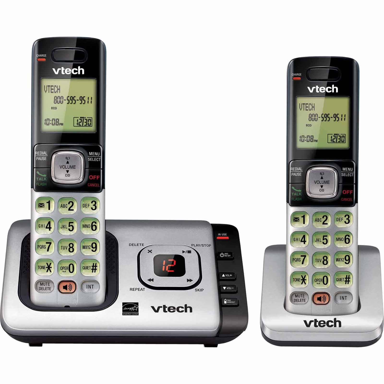 VTech CS6729-2 DECT 6.0 Expandable Cordless Phone with answering System & Caller ID/Call Waiting, 2 Handsets