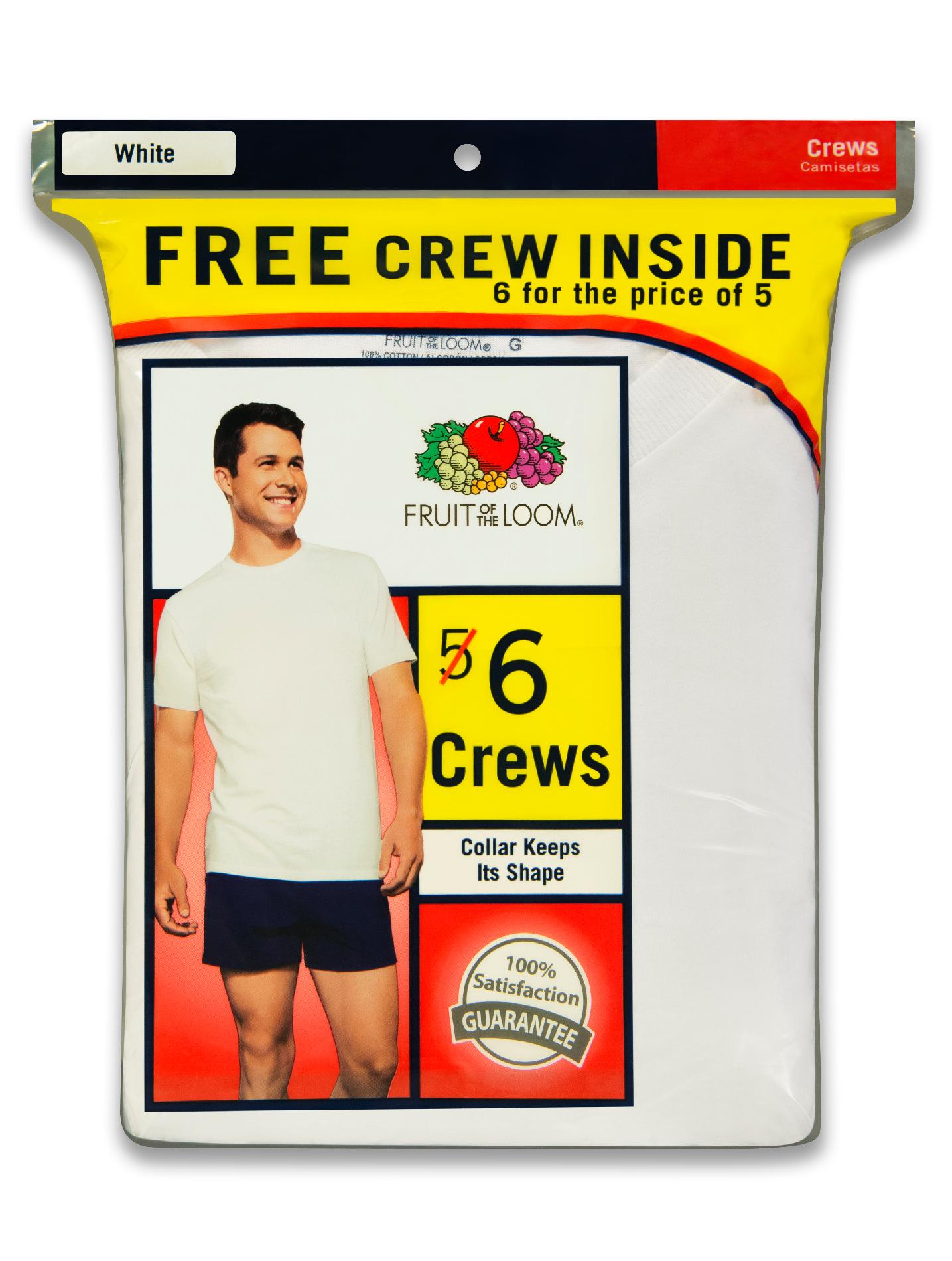 Fruit of the Loom Men's Crew T-shirt - White 6 pack